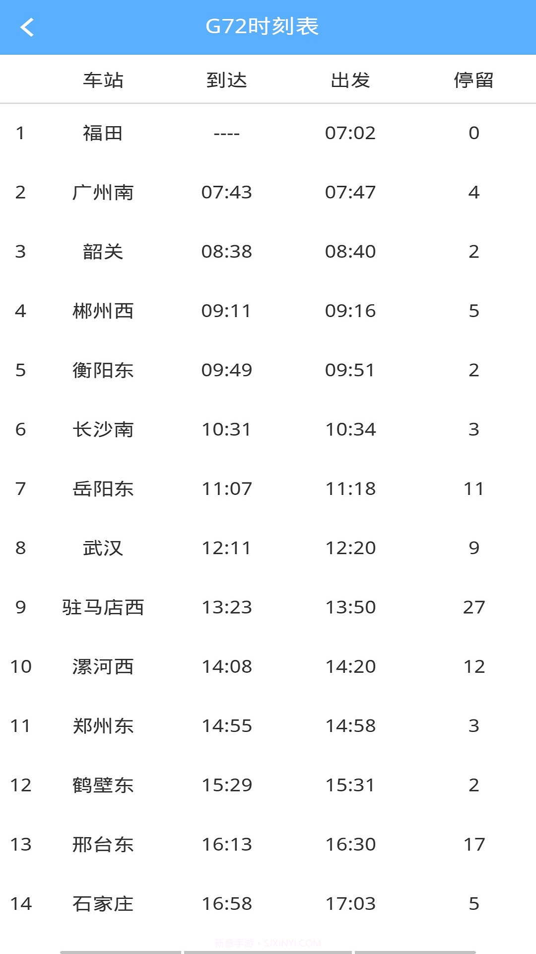 正点时刻表截图4 正点时刻表截图4